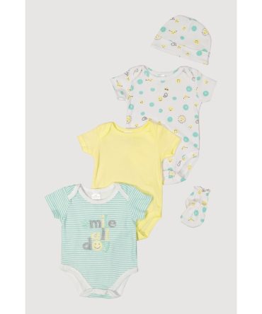 Baby 0-9M Smile All Day Graphic Bodysuits Set