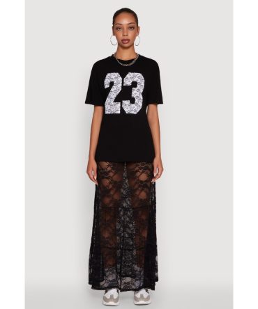 Chic High Waisted Maxi Tiered Lace Skirt