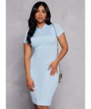 Denim Sleeveless Pintuck Skater Dress with Zip Back