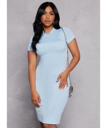 Daisy Ribbed Knit Midi T Shirt Dress