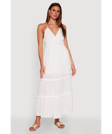 Gauze Knit Sleeveless Maxi Tiered Sundress