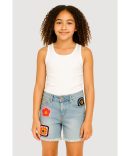 Girls Patch Graphic Denim Shorts