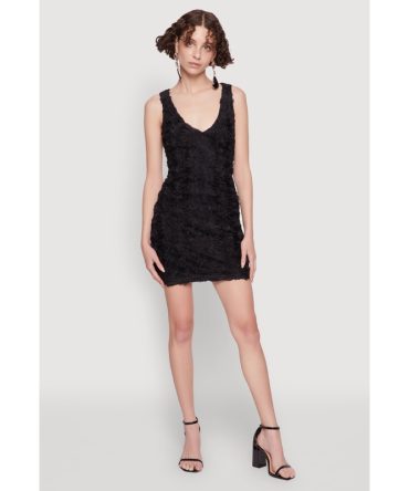 Haute Monde 3D Floral Mesh Overlay Bodycon Dress
