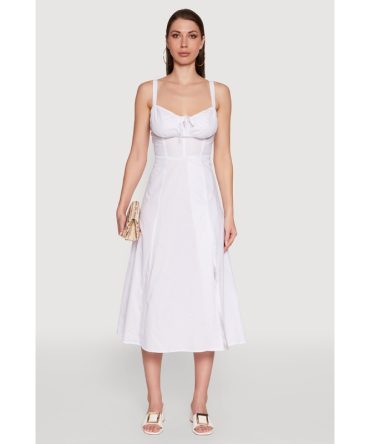 Haute Monde Sleeveless Lace Up Corset Dress with Side Slit