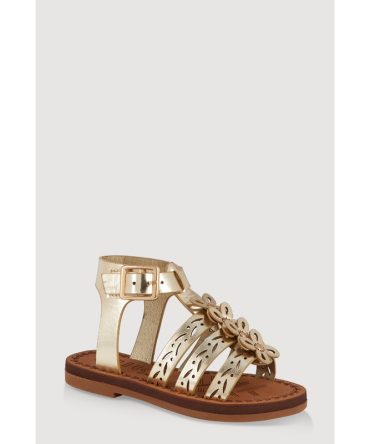 Toddler Girls Flower Studded Eyelet Gladiator Sandals