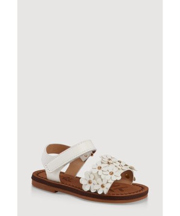Toddler Girls Glitter Flower Band Velcro Strap Sandals