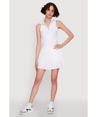 Trendy Jersey Mesh High Waisted Pleated Skirt