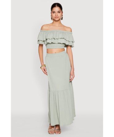 Almost Famous Slit Front Tiered Skirt
