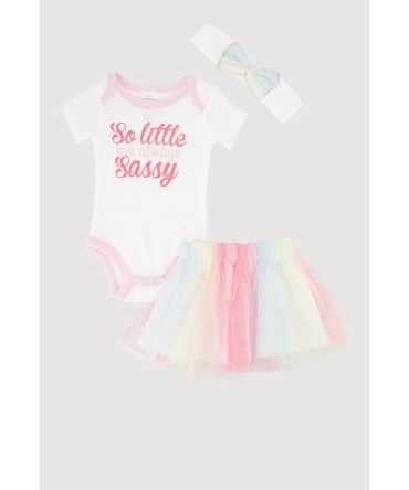 Baby Girls 0-9M So Little But Always Sassy Bodysuit and Tutu Skirt