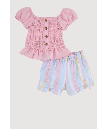 Baby Girls 12-24M Smocked Peasant Top and Striped Shorts