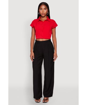 Cap Sleeve Cropped Shirt