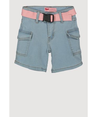 Girls Denim Belted Cargo Shorts