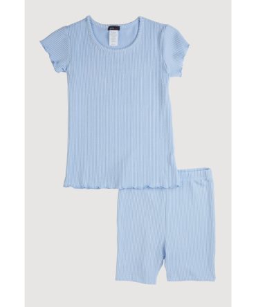 Girls Lettuce Edge Rib Knit Tee and Shorts