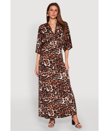 Jaguar Print Empire Waist Maxi Dress