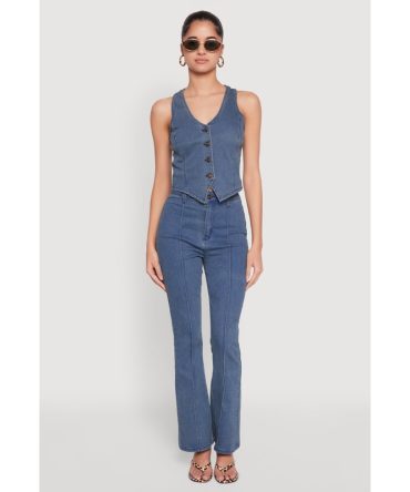 Pintuck Flare Jeans