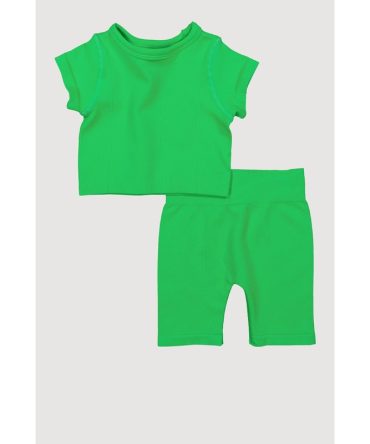 Toddler Girls Seamless Pintuck Active Top and Biker Shorts
