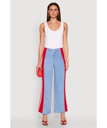 Varsity Stripe Wide Leg Jeans