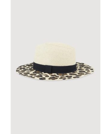 Animal Print Straw Fedora Hat