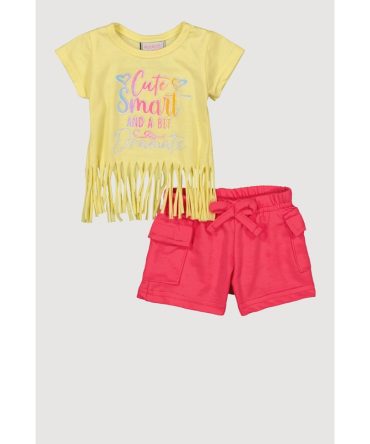 Baby Girls 0-9M A Bit Dramatic Graphic Tee and Cargo Shorts