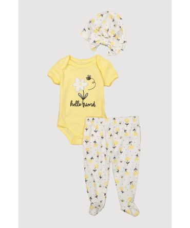 Baby Girls 0-9M Hello Friend Chenille Patch Bodysuit and Footed Leggings