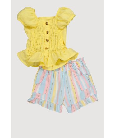 Baby Girls 12-24M Button Front Smocked Top and Shorts