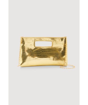 Faux Croc Metallic Convertible Crossbody Clutch