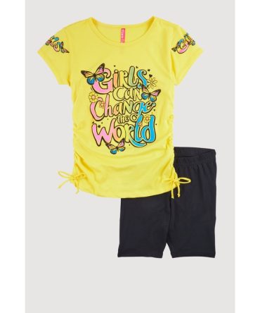 Girls Change The World Graphic Tee and Biker Shorts