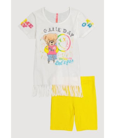 Girls Game Day Sequin Fringe Top and Biker Shorts