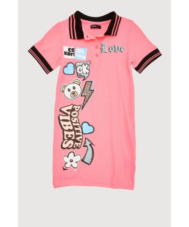 Girls Graphic Varsity Stripe Polo Shirt Dress