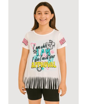 Girls Sequin Approval Graphic Tee and Biker Shorts