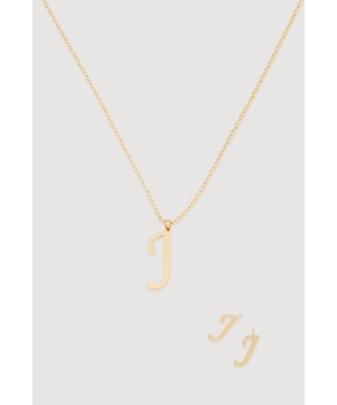 J Initial Necklace and Earrings