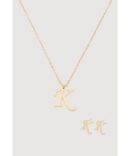 Layered Chain Link Herringbone Necklace and Earrings