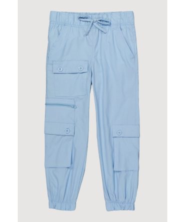 Little Girls Zip and Button Front Cargo Joggers