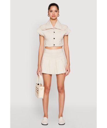 Pinstripe Pleated Skirt