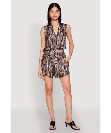 Plisse Printed Pattern Shorts