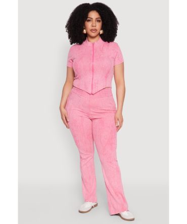 Plus Size Mineral Wash Boot Cut Pants