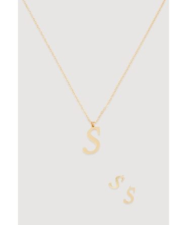 S Initial Necklace and Earrings