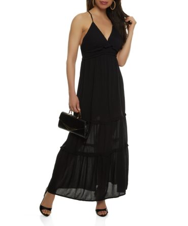 Sleeveless Tiered Empire Waist Maxi Dress