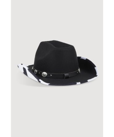 Studded Trim Cow Print Cowboy Hat
