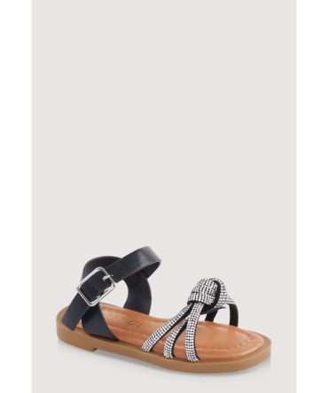 Toddler Girls Rhinestone Studded Knot Band Ankle Strap Sandals