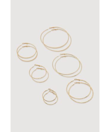 Assorted Metallic Hoop Earrings Set of 6