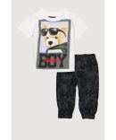 Baby Boys 0-9M Ombre Bear Graphic Tee and Cargo Shorts