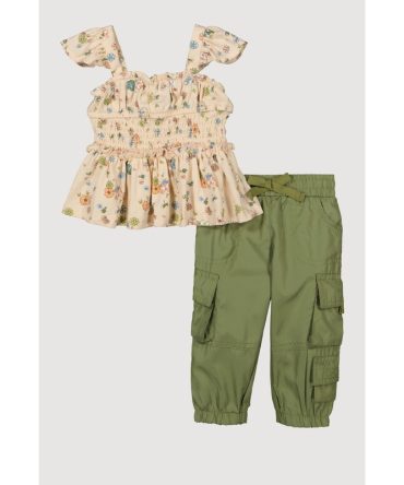 Baby Girls 0-9M Floral Print Peplum Top and Joggers