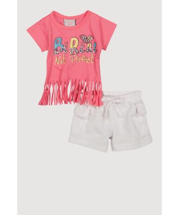 Baby Girls 0-9M Glitter Be Real Graphic Tee and Cargo Shorts