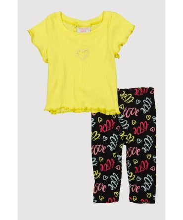 Baby Girls 0-9M Heart Keyhole Graphic Tee and Leggings