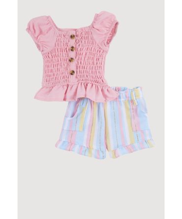 Baby Girls 0-9M Smocked Peasant Top and Striped Pants