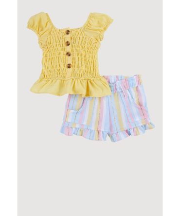 Baby Girls 0-9M Smocked Peplum Top and Striped Shorts