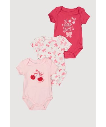Baby Girls 0-9M So Cherry Sweet Bodysuits 3 Pack