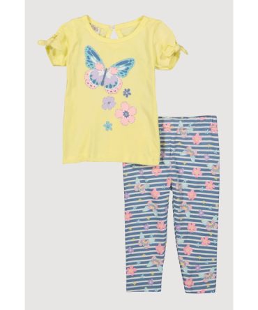 Baby Girls 12-24M Butterfly Flower Graphic Top and Leggings