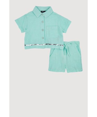 Baby Girls 12-24M Sequin Trim Shirt and Shorts Set